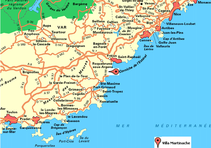 Carte de la région Provence-Côte d'Azur